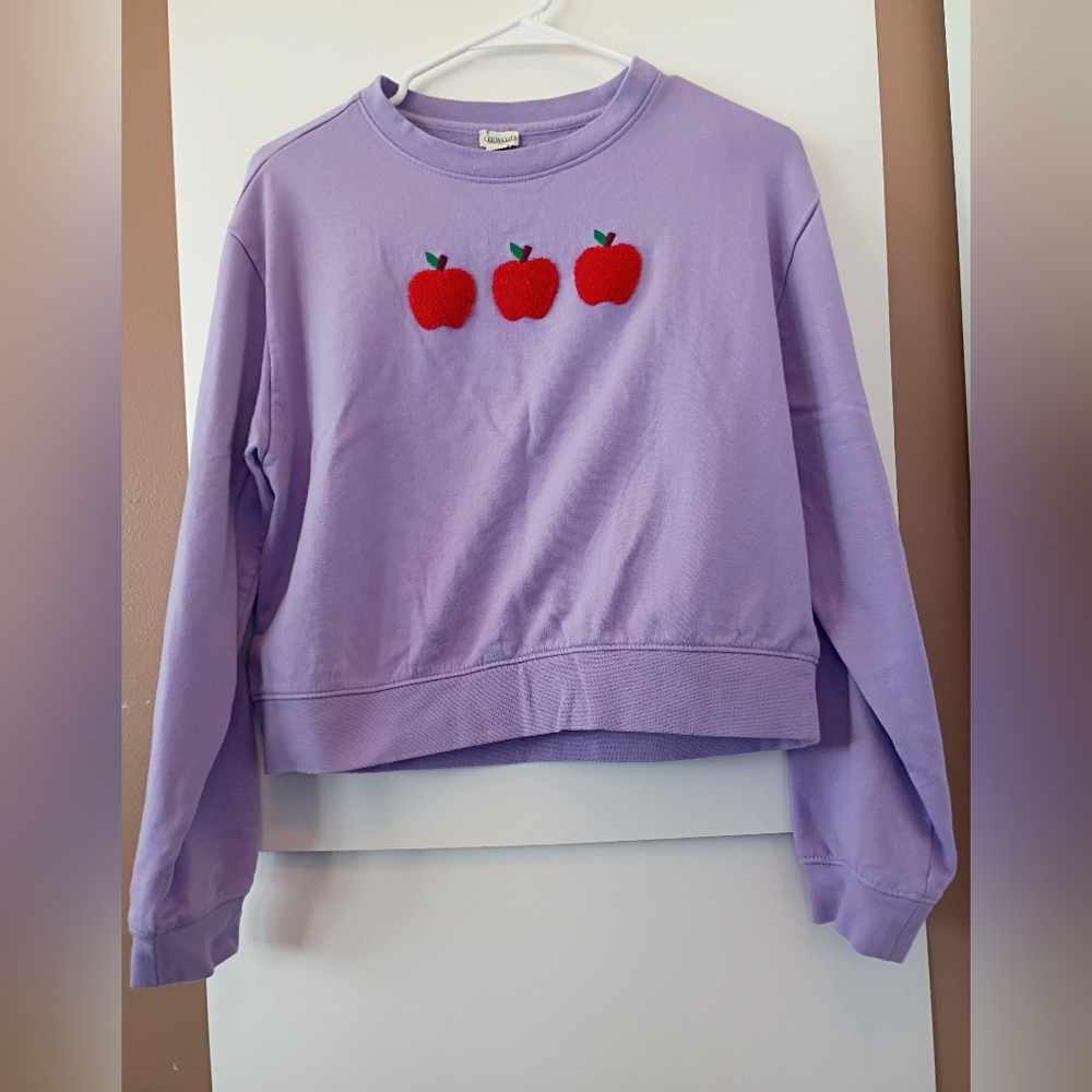 Crewcuts Lavender Sweater with Red Apple Design